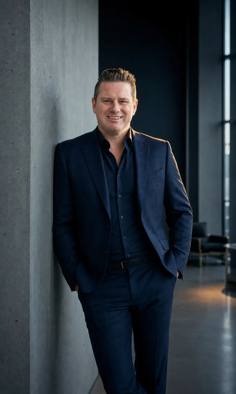 Byron Van Gisborne, founder and operator, photographed in a corporate interior